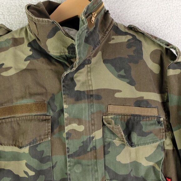 Rothco Field Jacket Mens Small Green Woodland Camo Heavyweight Full Zip Army - Picture 2 of 11